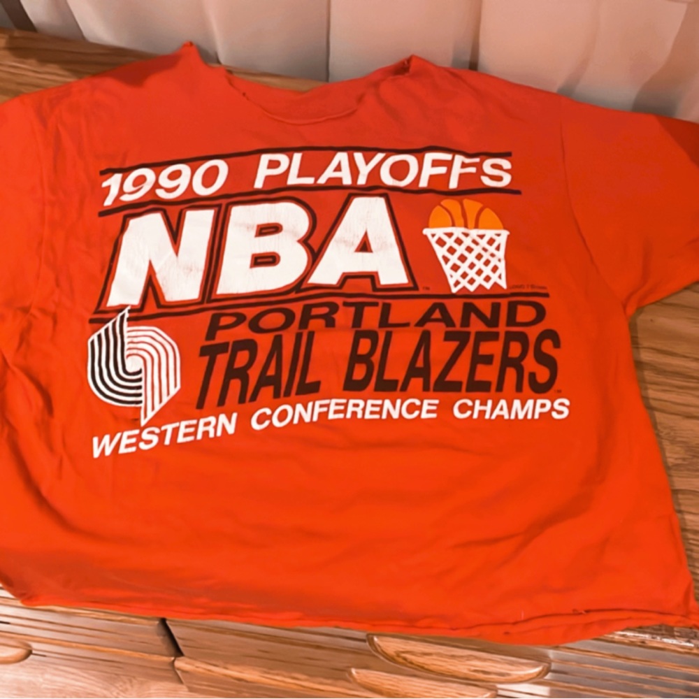 Vintage 1990 NBA Championship Portland Trail Blazers Shirt.